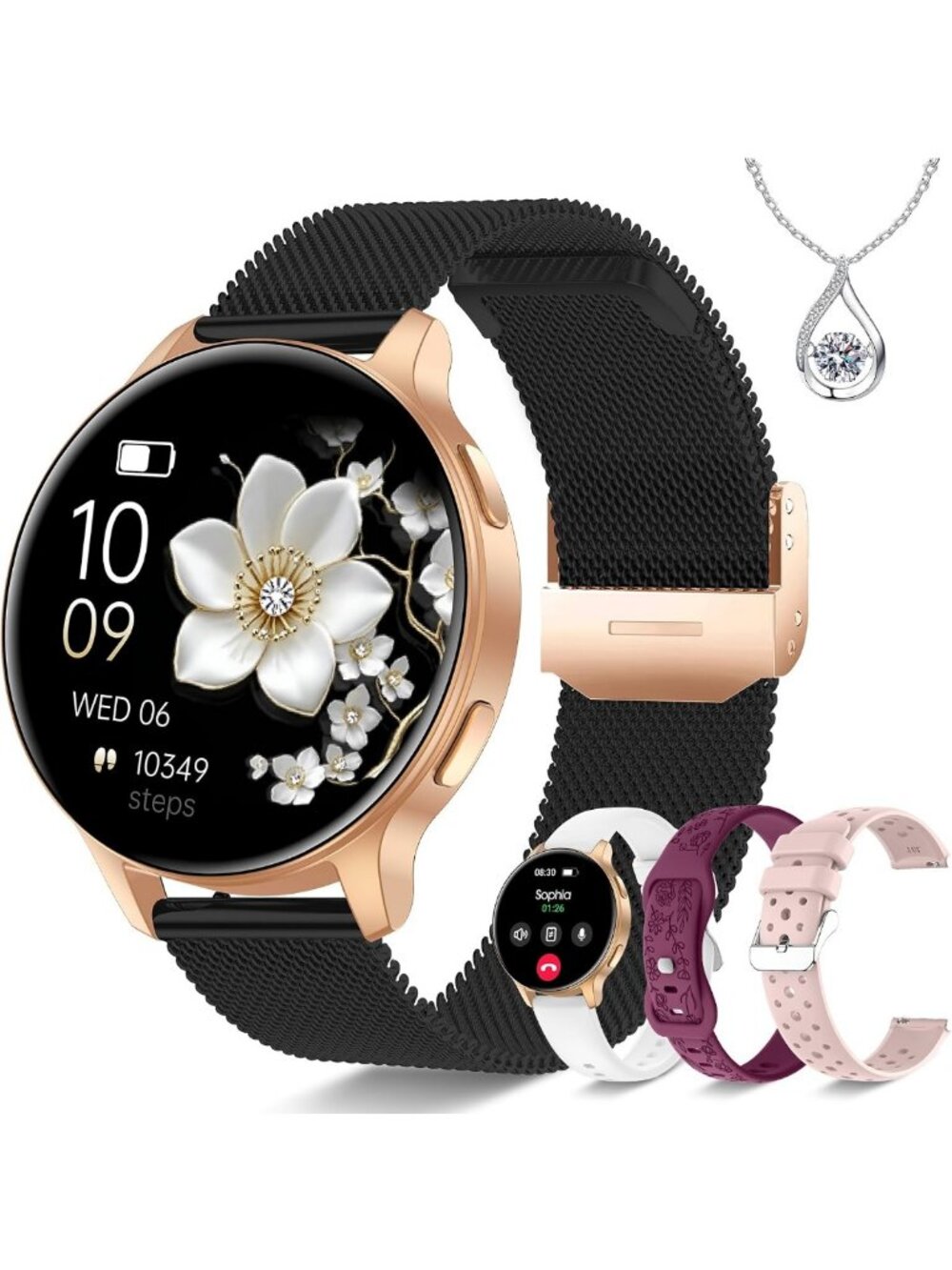 Stylish 1.27" HD Smart Watch for Women, Fitness Tracker, Heart Rate Monitor